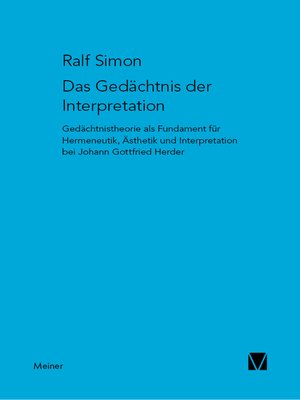 cover image of Das Gedächtnis der Interpretation